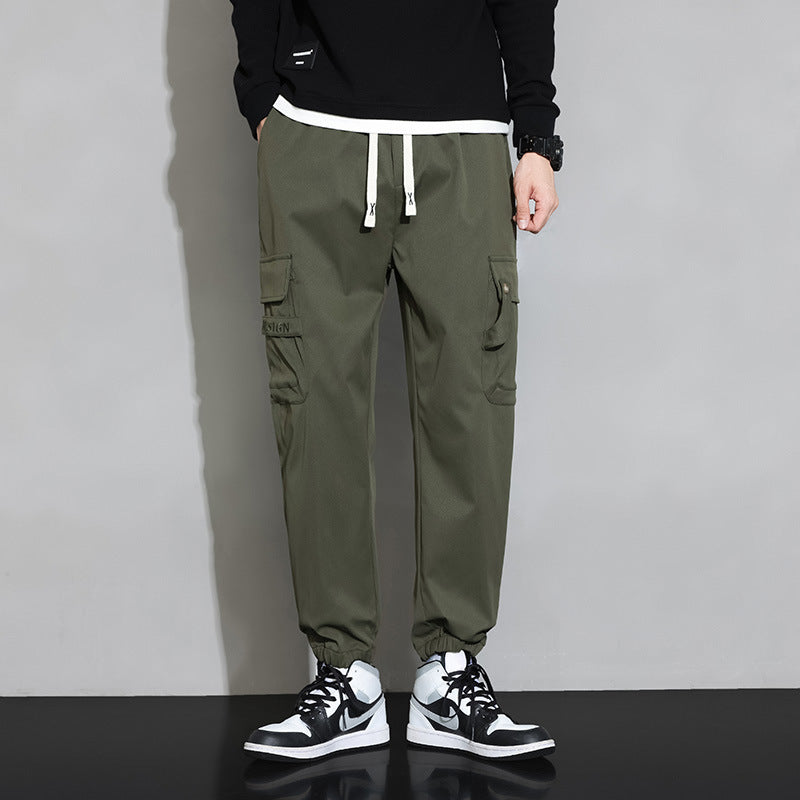 Herren Lockere Utility-Cargohose mit Kordelzug, Elastikbündchen und Multifunktionstaschen Nord Taschen