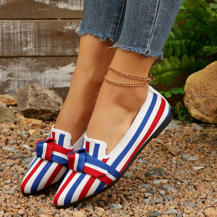 Damen Ballerinas mit modischem Streifendesign und charmantem Schleifenakzent Nord Taschen