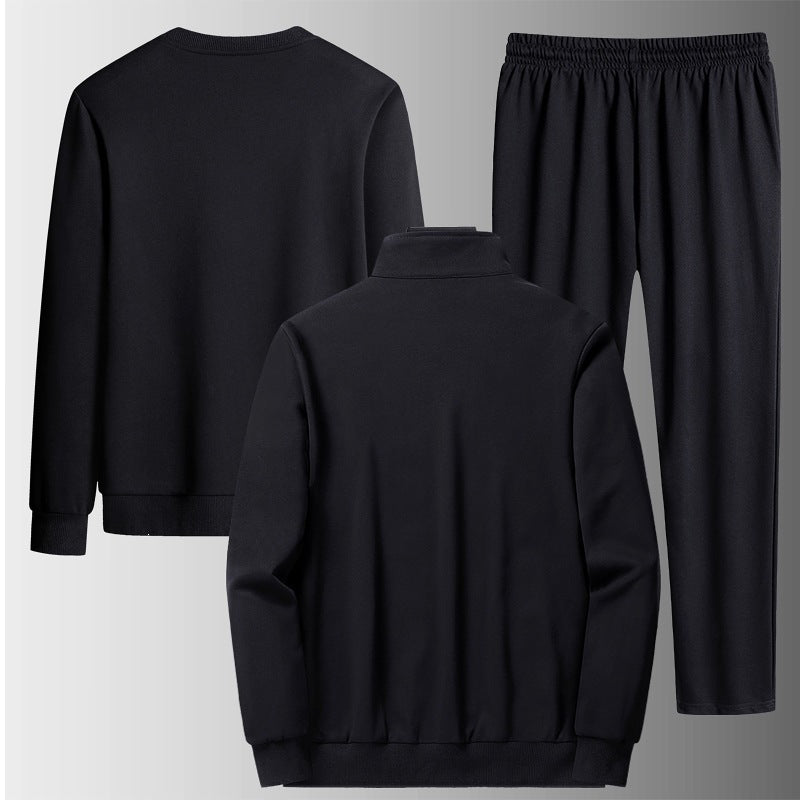 Herren Dreiteiliges Freizeit-Trainingsset aus French-Terry mit Kapuzenjacke, Rundhals-Sweat & tapered Jogginghose Nord Taschen