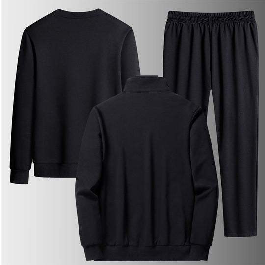 Herren Dreiteiliges Freizeit-Trainingsset aus French-Terry mit Kapuzenjacke, Rundhals-Sweat & tapered Jogginghose Nord Taschen