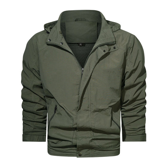 Herren Leichte Fieldjacke mit Kapuze, windabweisender Shell und Reißverschlusstaschen Nord Taschen