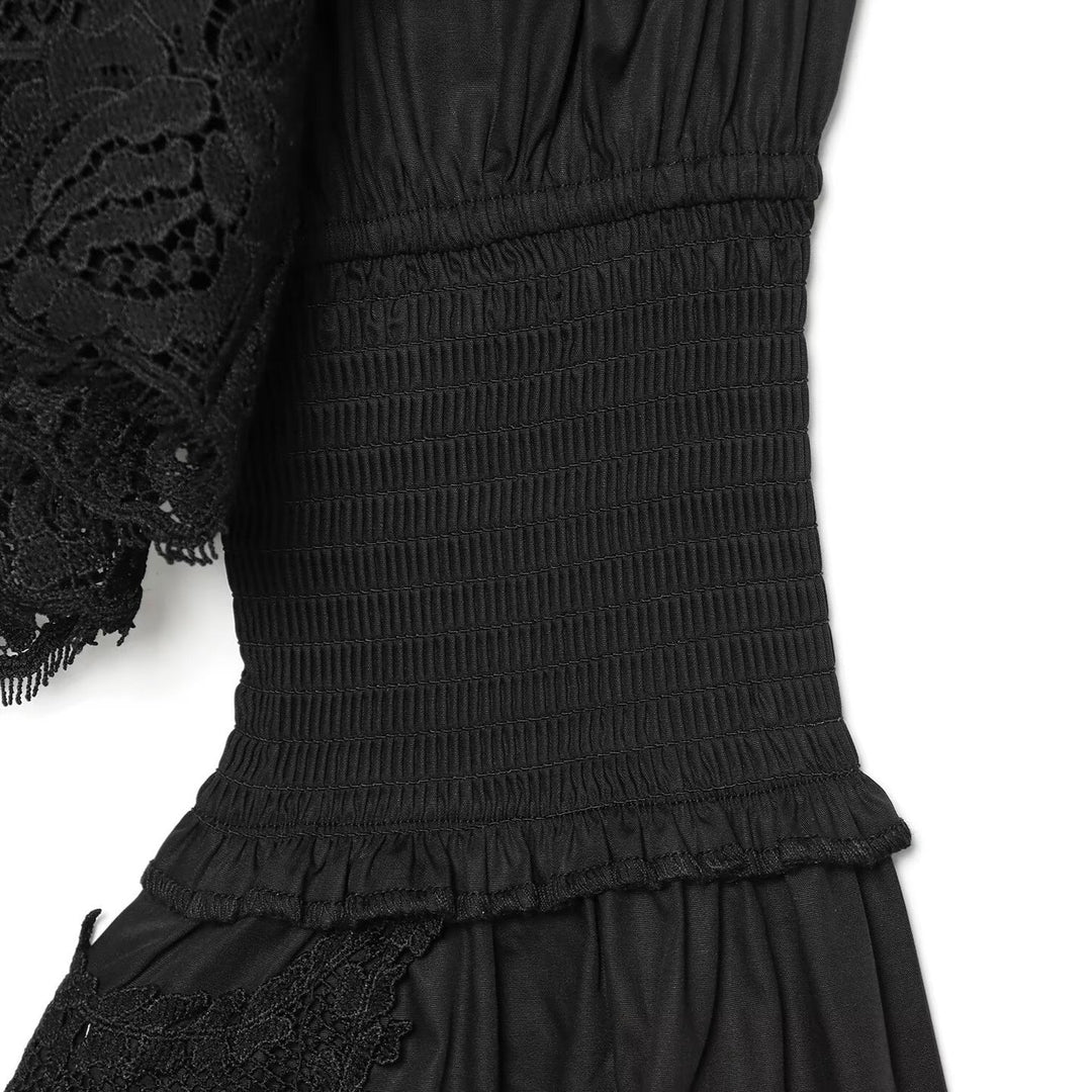 Damen Romantische Bluse mit Volantkragen, Glockenärmeln und Spitzenbesatz Nord Taschen
