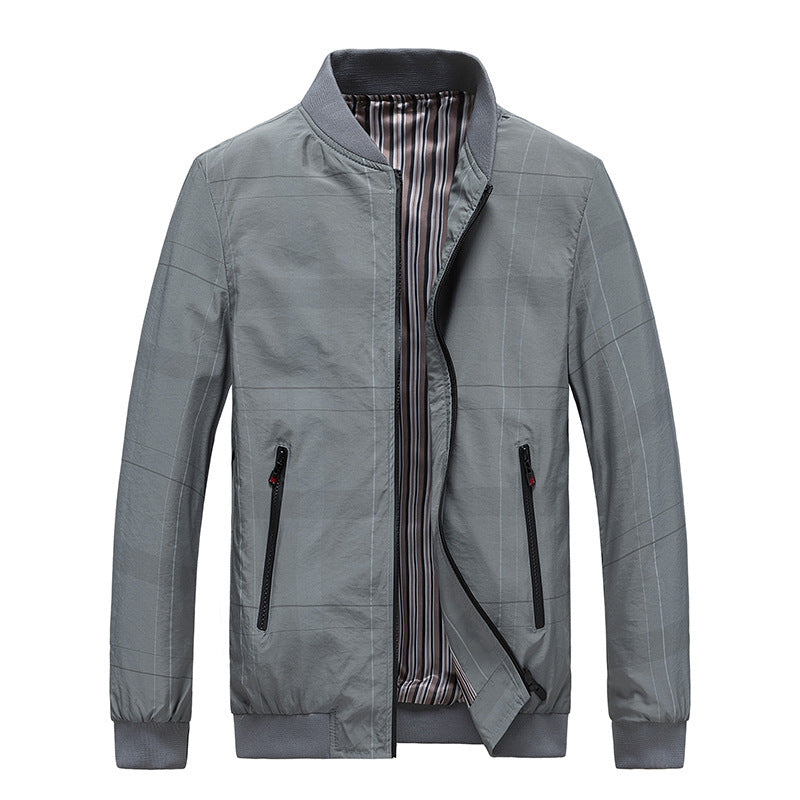 Herren leichter Nylon‑Bomberjacke mit gestreiftem Innenfutter, Reißverschluss‑Taschen und gerippten Abschlüssen Nord Taschen