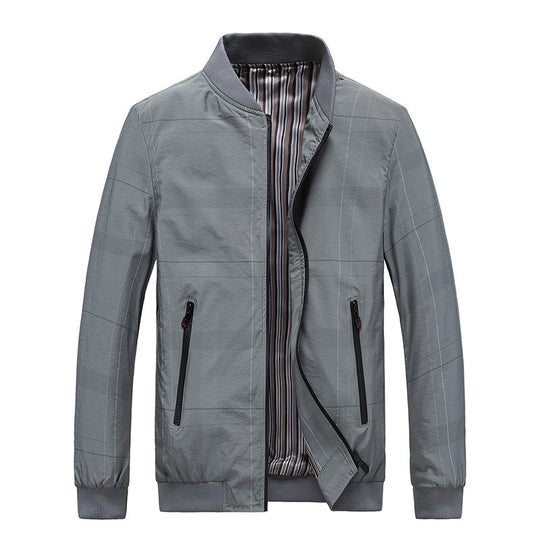 Herren leichter Nylon‑Bomberjacke mit gestreiftem Innenfutter, Reißverschluss‑Taschen und gerippten Abschlüssen Nord Taschen