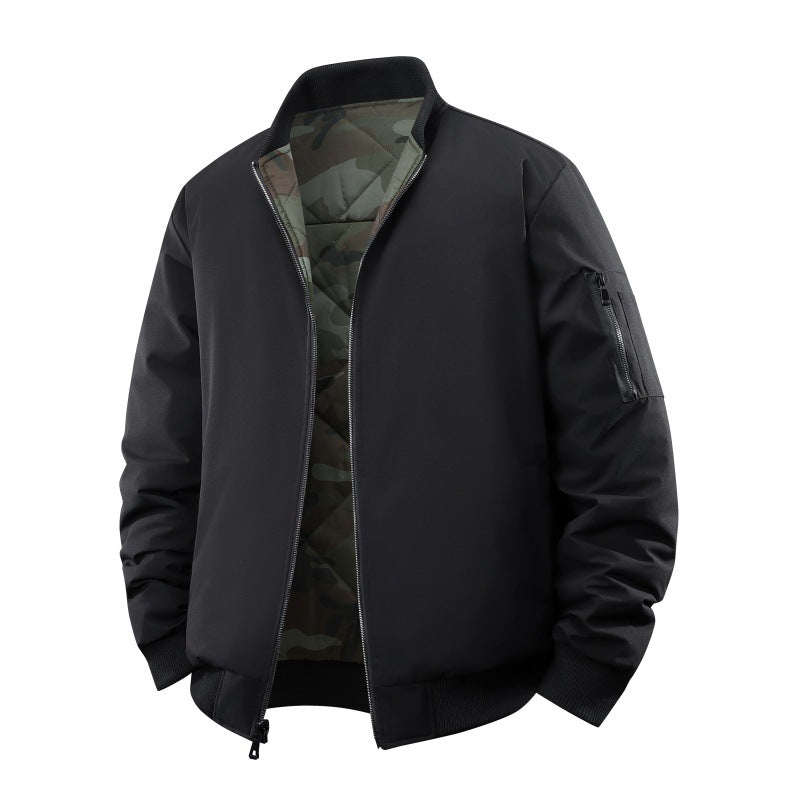 Herren Gestepptes Camouflage-Bomberjacke mit Rippbündchen und Zweiwege-Reißverschluss Nord Taschen