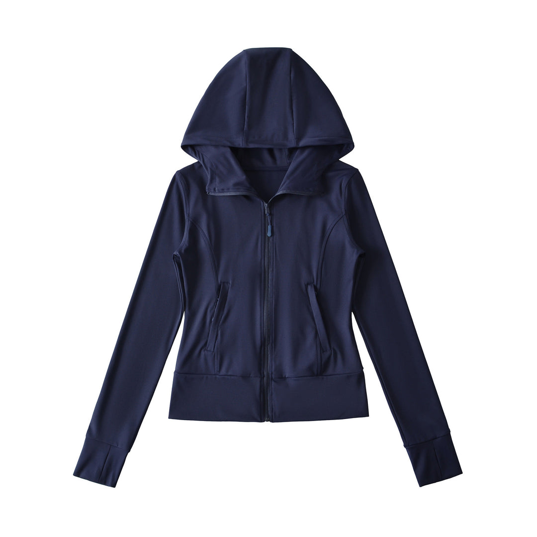 Damen Kapuzen-Sportjacke mit durchgehendem Reißverschluss, taillierter Passform und integrierten Reißverschlusstaschen Nord Taschen