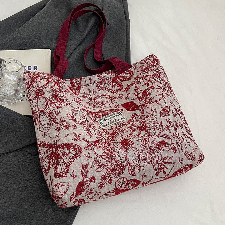 Damen Jute-Handtasche mit floralem Design Nord Taschen