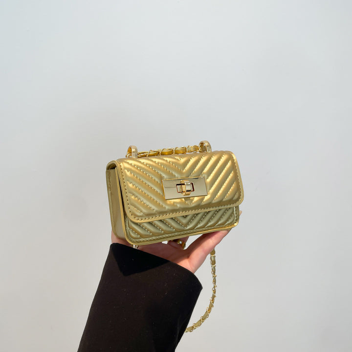 Damen Mini-Handtasche mit gestepptem Design und goldenem Verschluss Nord Taschen
