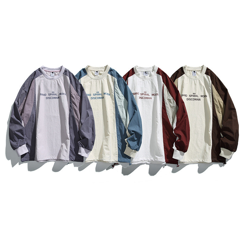 Unisex Weitgeschnittenes Colorblock-Langarmshirt aus leichter Nylon-Mischung mit Raglanärmeln und Brustprint Nord Taschen