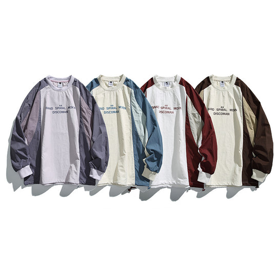 Unisex Weitgeschnittenes Colorblock-Langarmshirt aus leichter Nylon-Mischung mit Raglanärmeln und Brustprint Nord Taschen