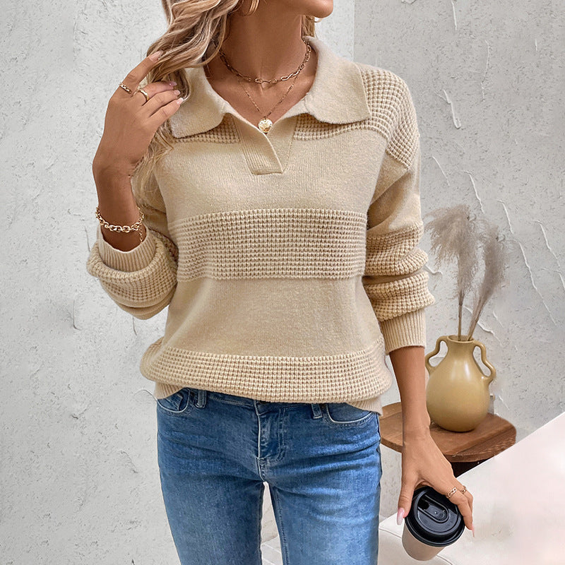 Damen Modischer Pullover mit Polo-Kragen und strukturiertem Design Nord Taschen