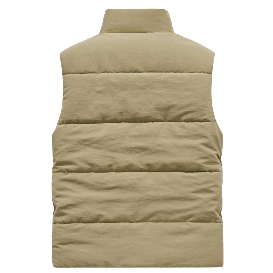 Herren Ärmellose Utility-Steppweste mit Teddyfutter und hohem Kragen Nord Taschen