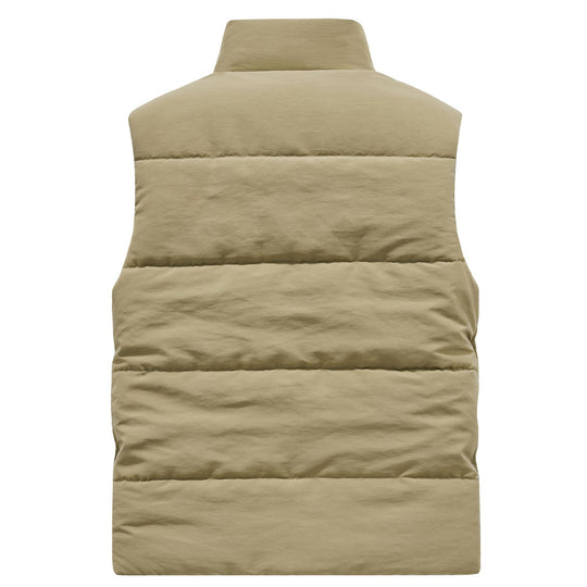 Herren Ärmellose Utility-Steppweste mit Teddyfutter und hohem Kragen Nord Taschen