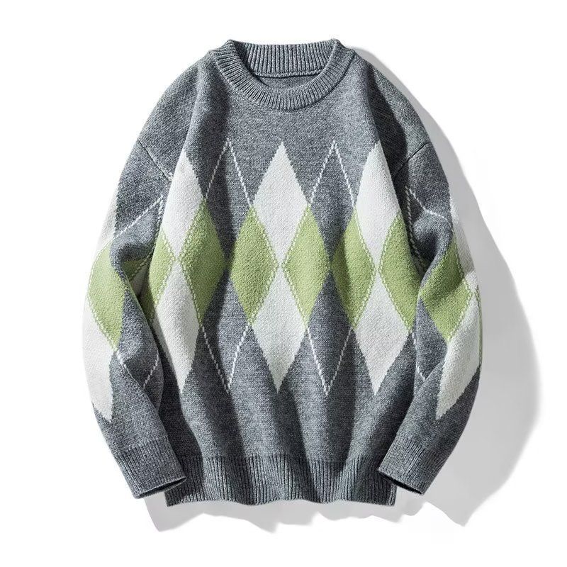 Damen Modischer Grobstrickpullover mit Rautenmuster Nord Taschen