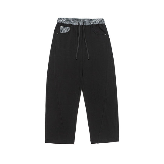 Damen Verkürzte Relaxed-Jogginghose mit elastischem Kordelbund, Karodetail und Ziernähten Nord Taschen
