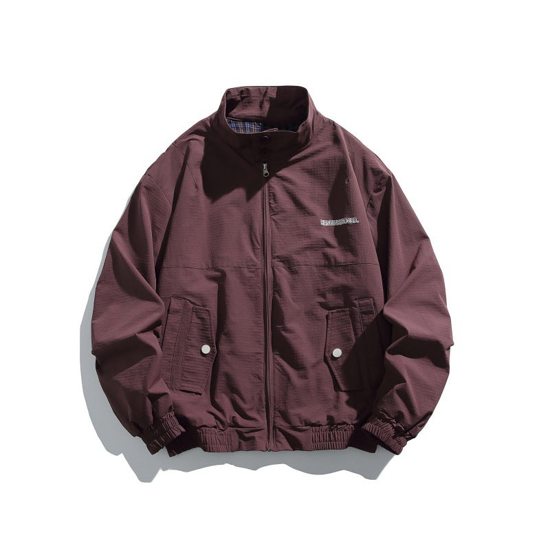 Herren Lässiger Boxy‑Blouson aus strukturierter Microfaser mit Stehkragen, Reißverschluss und aufgesetzten Pattentaschen Nord Taschen