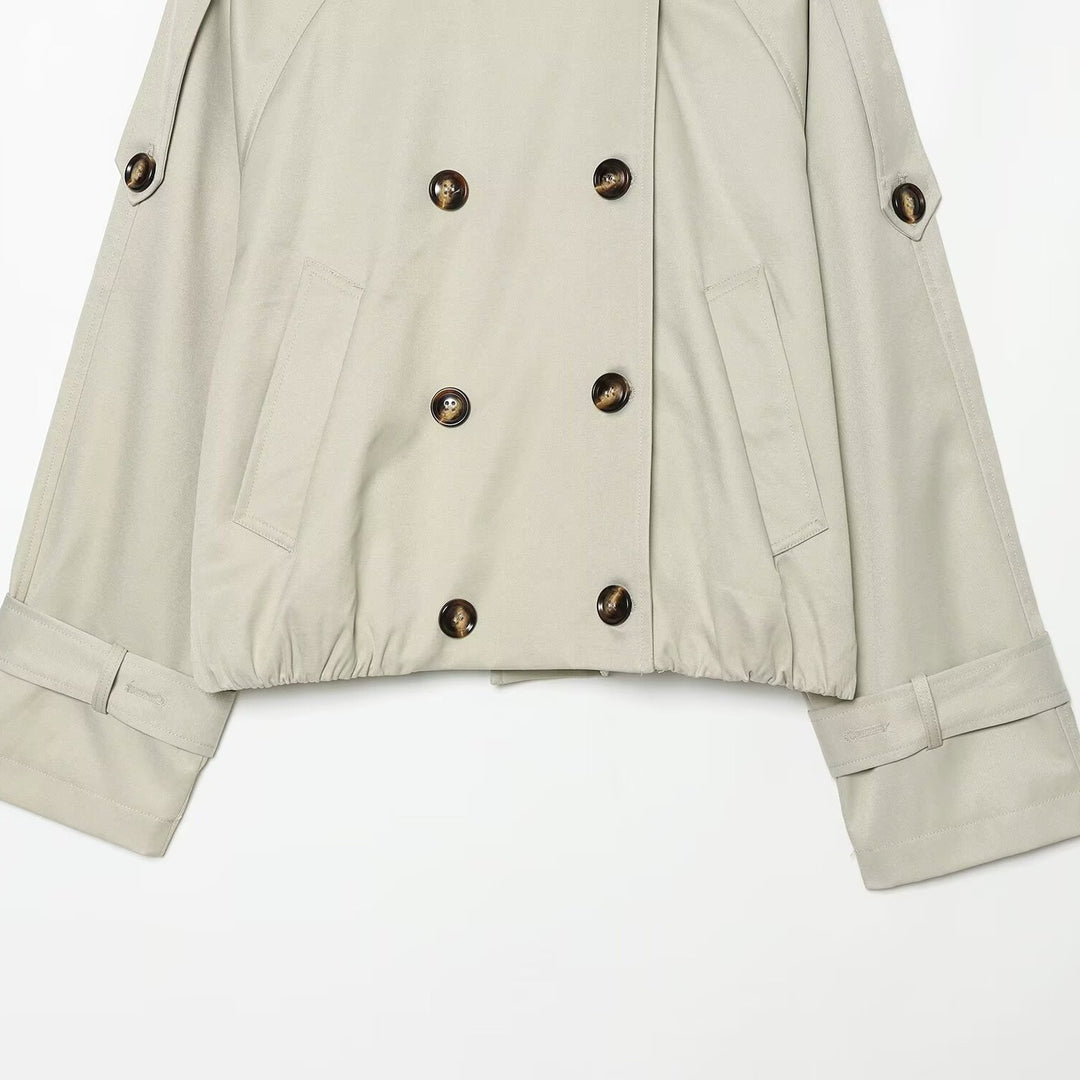 Damen Cropped-Trenchcape mit hohem Funnelkragen und Schulterriegeln Nord Taschen