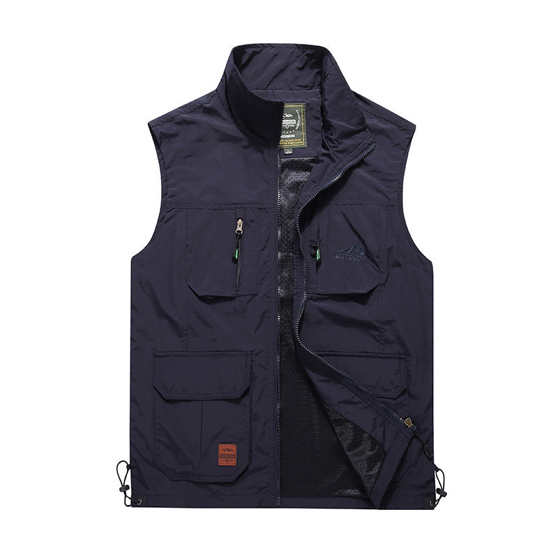 Herren multifunktionale Outdoor‑Utility‑Weste mit Reißverschluss, Mehrfachtaschen und atmungsaktivem Meshfutter Nord Taschen