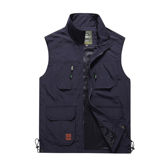 Herren multifunktionale Outdoor‑Utility‑Weste mit Reißverschluss, Mehrfachtaschen und atmungsaktivem Meshfutter Nord Taschen