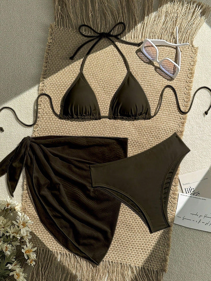 Damen Triangel-Bikini mit Wickeltuch und verstellbaren Trägern