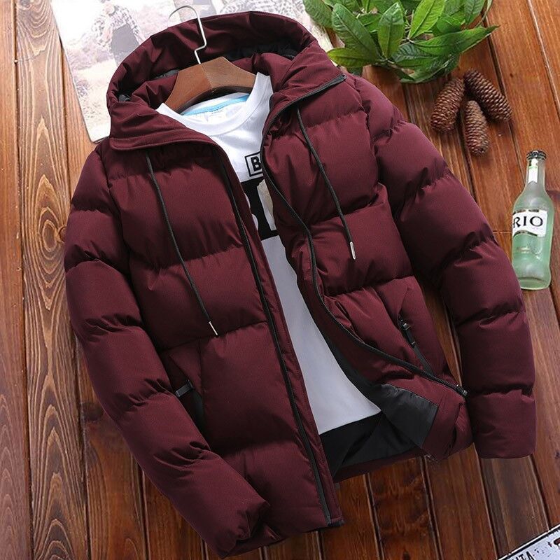 Herren wattierte Kapuzen-Winterjacke mit wasserabweisender Außenhülle und gesteppter Isolierung Nord Taschen
