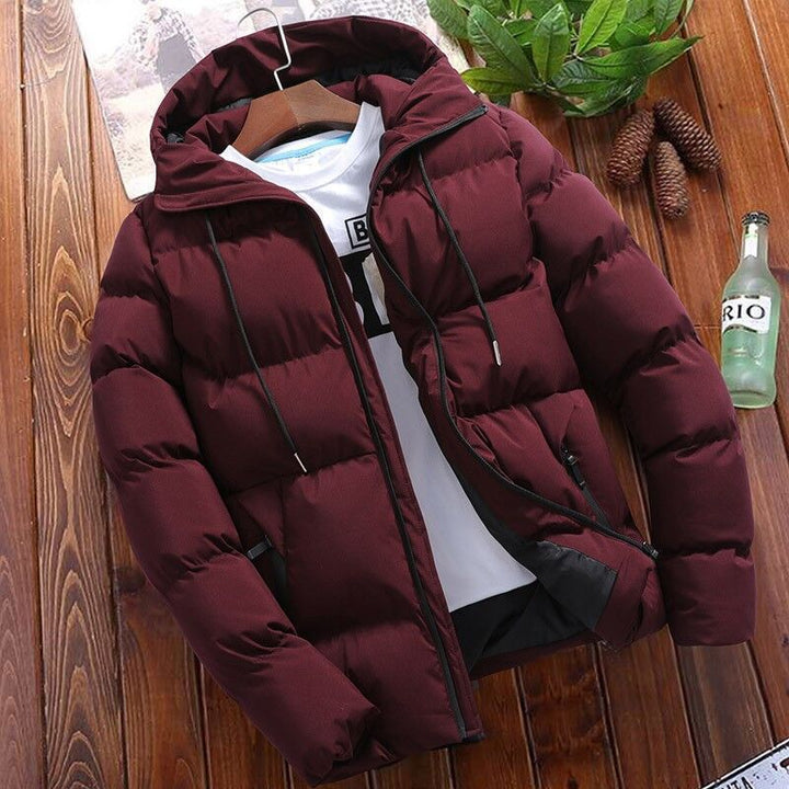 Herren wattierte Kapuzen-Winterjacke mit wasserabweisender Außenhülle und gesteppter Isolierung Nord Taschen