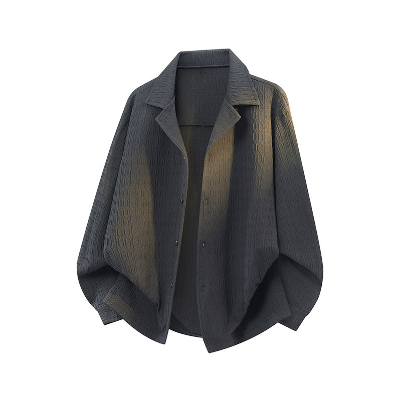 Damen Leicht strukturierte Oversize-Hemdjacke mit Reverskragen & Druckknopffront Nord Taschen