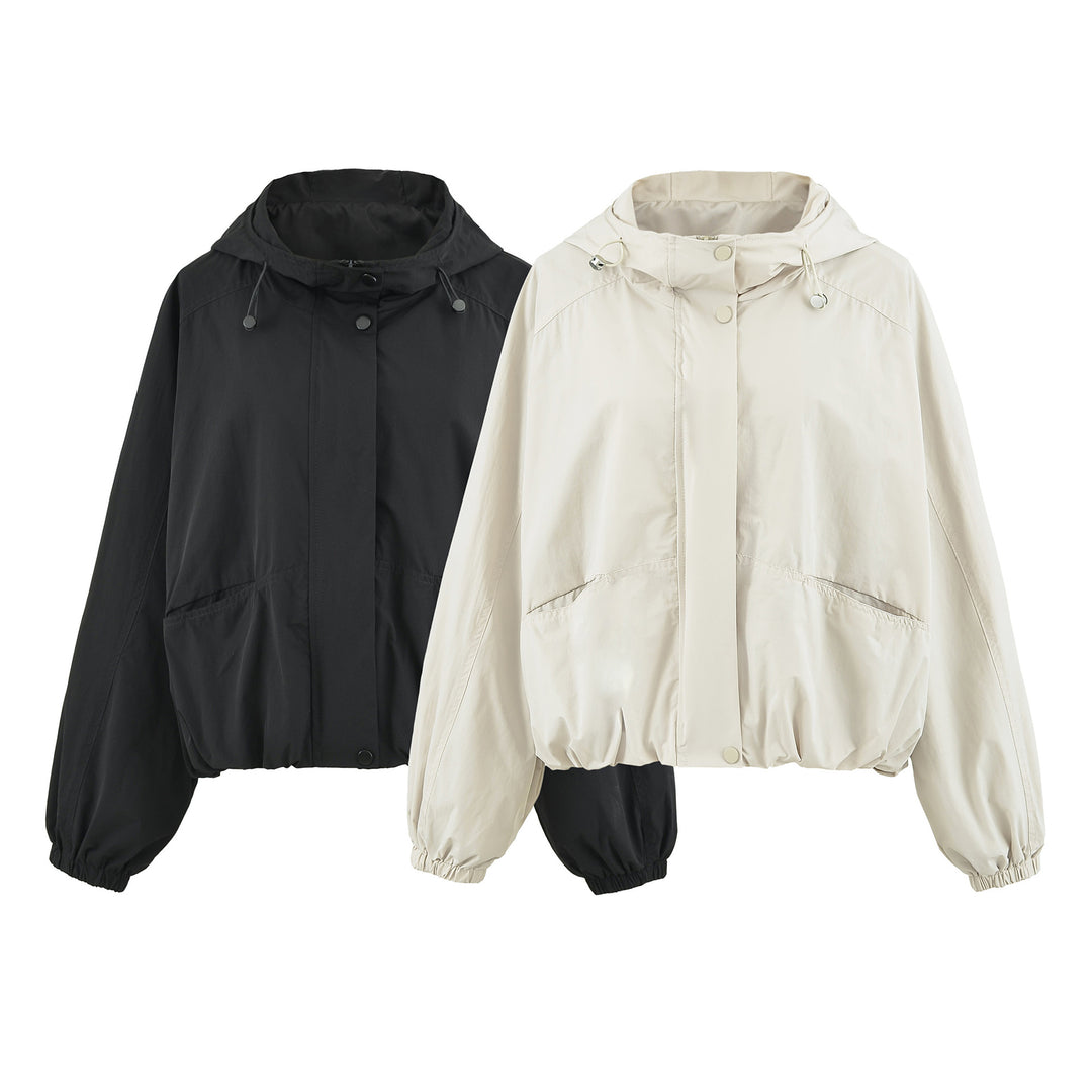 Damen Kurzjacke mit Kapuze, Tunnelzug, Kängurutaschen und elastischem Bund Nord Taschen