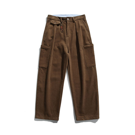 Herren Cord‑Cargo‑Hose mit hoher Taille, weitem Bein und aufgesetzten Pattentaschen Nord Taschen