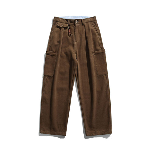 Herren Cord‑Cargo‑Hose mit hoher Taille, weitem Bein und aufgesetzten Pattentaschen Nord Taschen
