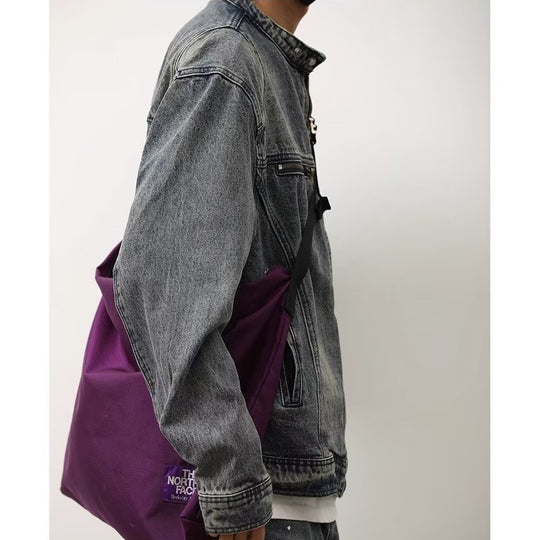 Herren Jeansjacke im Vintage‑Wash mit Stehkragen und Reißverschluss Nord Taschen