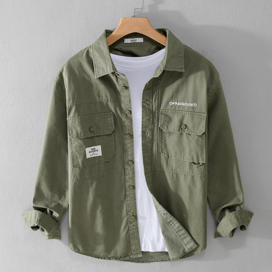 Herren Field-Overshirt im Military-Stil mit aufgesetzten Brusttaschen und relaxed Fit Nord Taschen