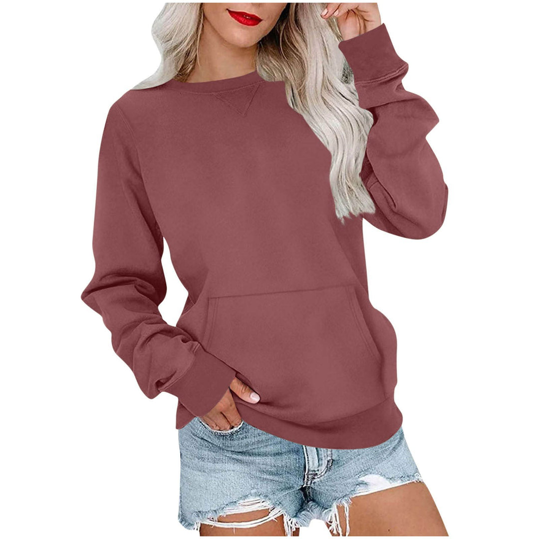 Damen Lockeres Sweatshirt mit Rundhalsausschnitt und Kängurutasche Nord Taschen