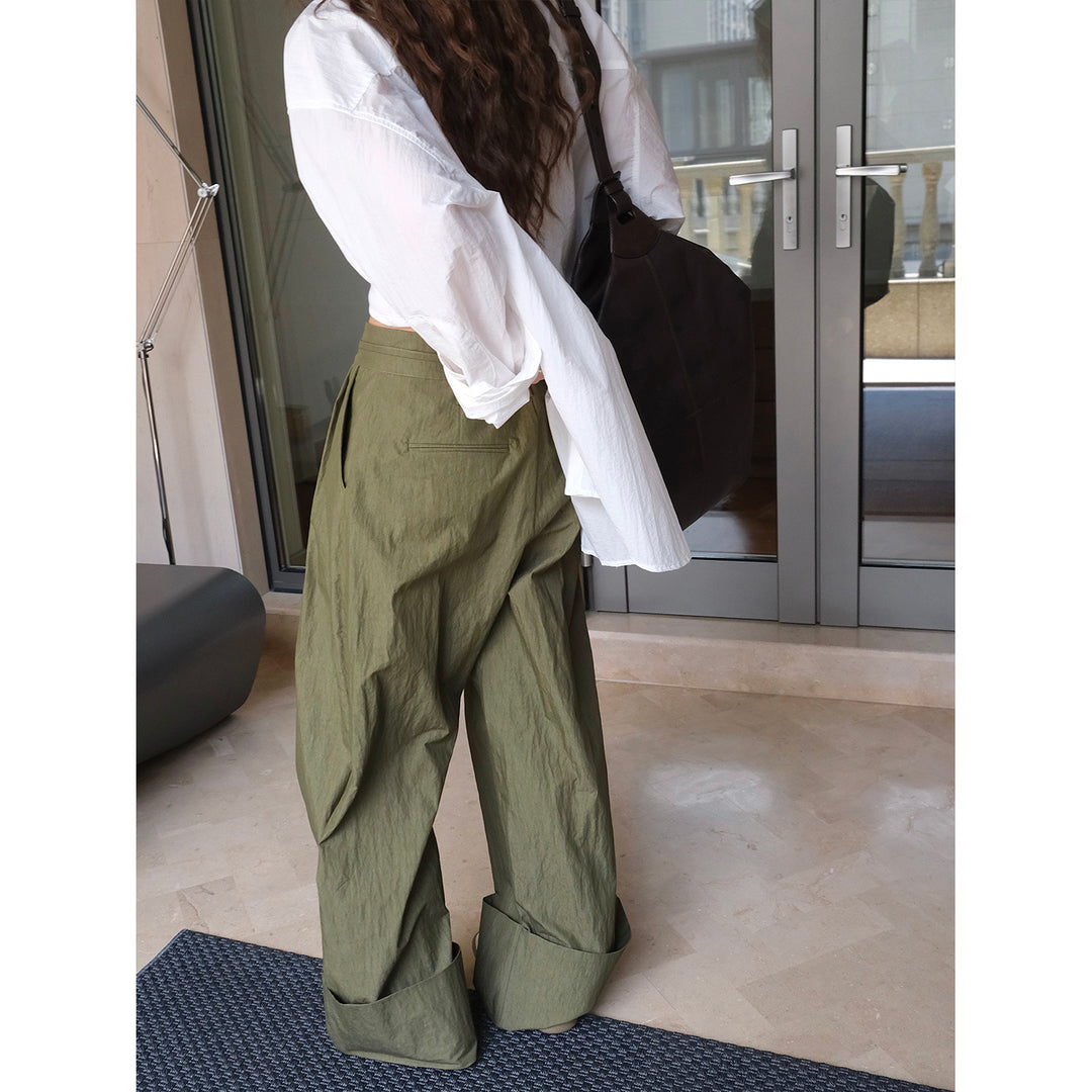 Damen Weite High‑Waist Palazzohose mit Tunnelzug, Bundfalten und extra weitem Bein Nord Taschen