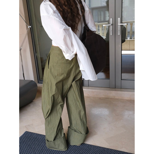 Damen Weite High‑Waist Palazzohose mit Tunnelzug, Bundfalten und extra weitem Bein Nord Taschen
