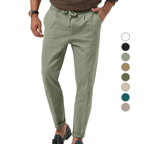 Herren nan leichte Leinenhose mit Kordelzug und schmaler Passform