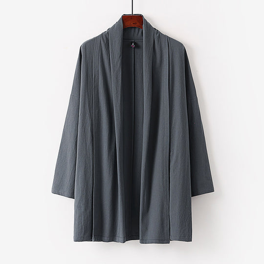 Unisex Offene Kimono-Cardigan aus leichter Baumwoll-Leinen-Mischung Nord Taschen