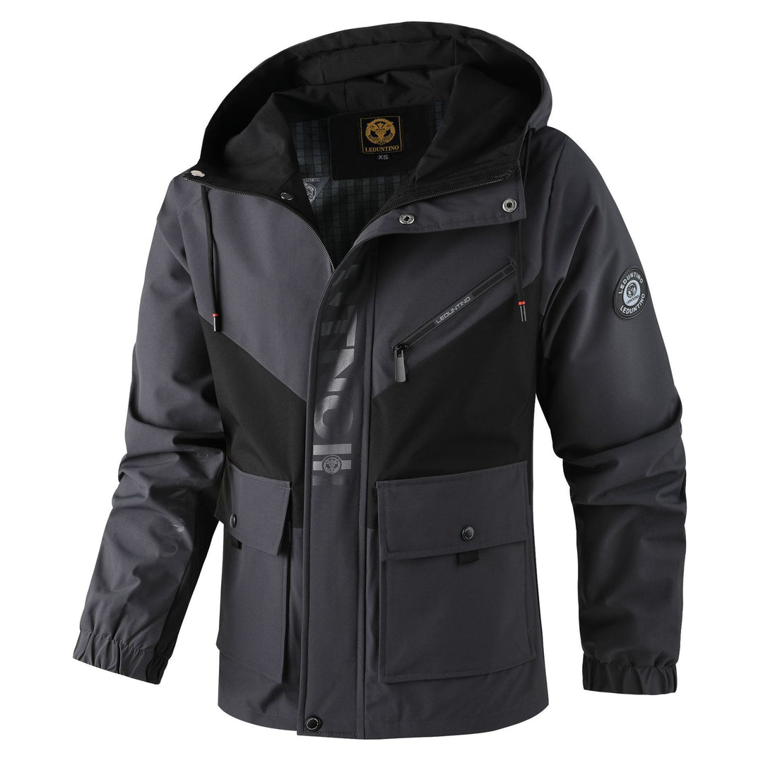 Herren  funktionale Kapuzenjacke im Urban-Outdoor-Stil mit Windschutz, Brustreißverschluss und großzügigen Klappentaschen Nord Taschen