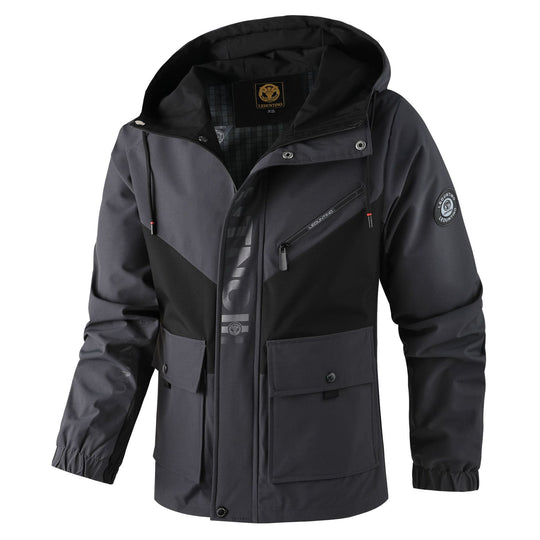 Herren  funktionale Kapuzenjacke im Urban-Outdoor-Stil mit Windschutz, Brustreißverschluss und großzügigen Klappentaschen Nord Taschen