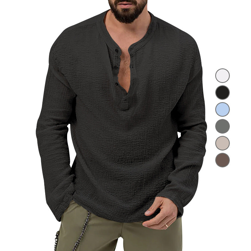 Herren Langarmshirt mit Knopfleiste Nord Taschen