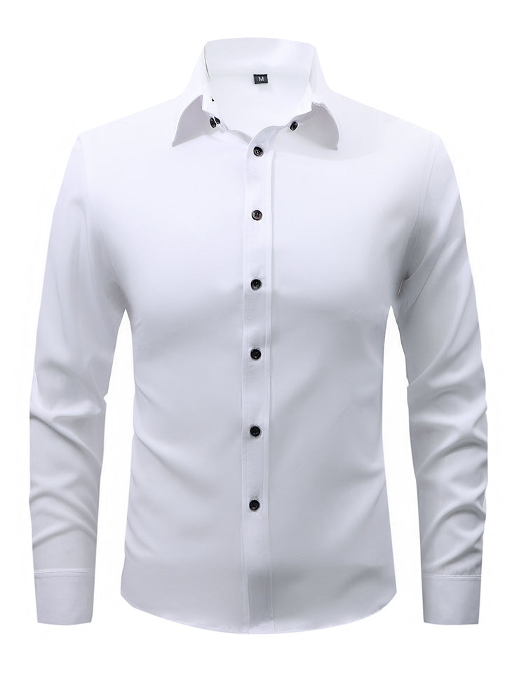 Men's  slim fit long sleeve stretch cotton dress shirt with spread collar Nord Taschen