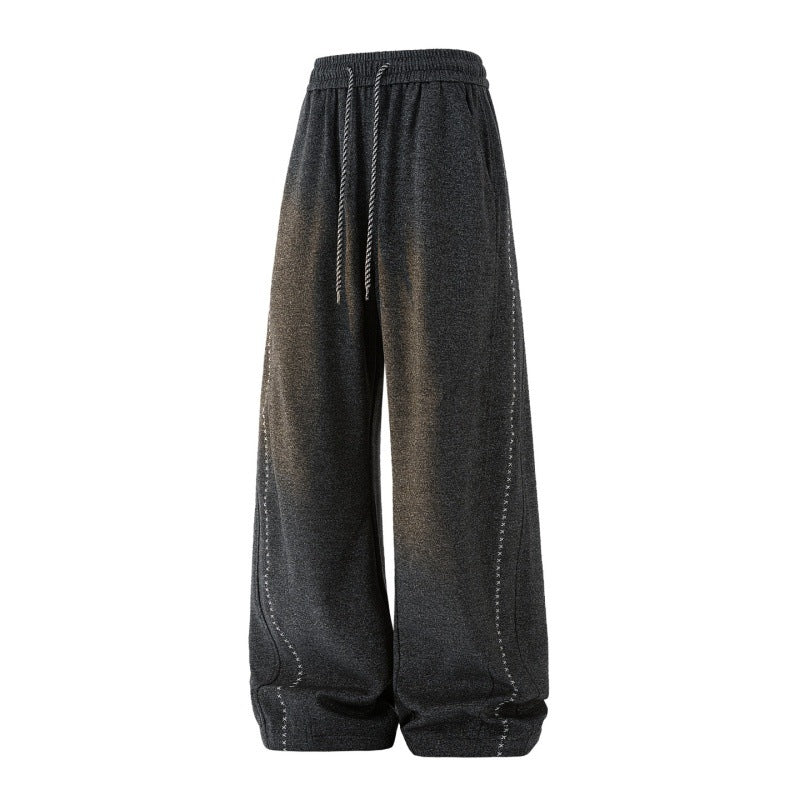 Damen Weite Lounge‑Hose aus Sweatstoff mit Kordelzug, Ziernähten und elastischem Bund Nord Taschen