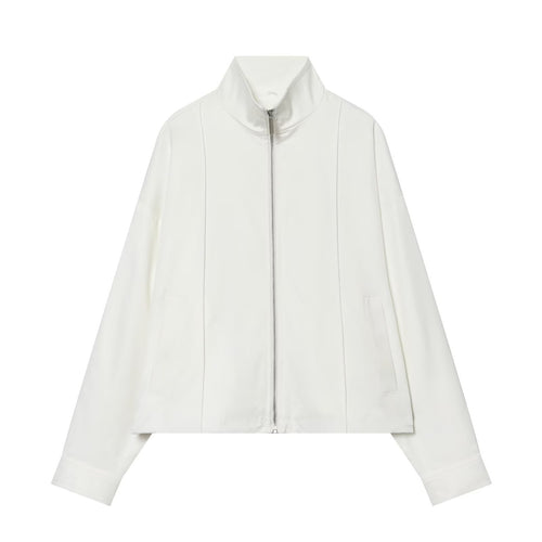 Damen Cropped‑Kastige Übergangsjacke mit Funnelkragen und durchgehendem Reißverschluss Nord Taschen