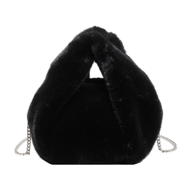 Damen Hobo-Tasche aus weichem Plüsch mit elegantem Kettenakzent Nord Taschen