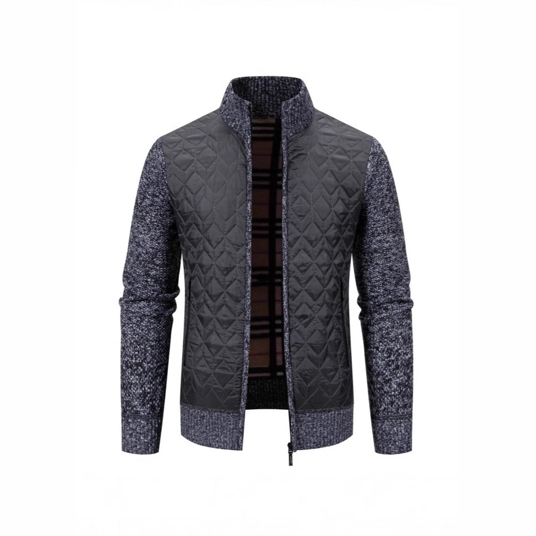 Herren Steppjacke mit hohem Kragen und eleganter Strickästhetik Nord Taschen