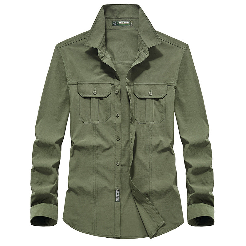 Herren Outdoor-Hemd mit Brustklappen, Ripstop-Gewebe und Regular-Fit Nord Taschen