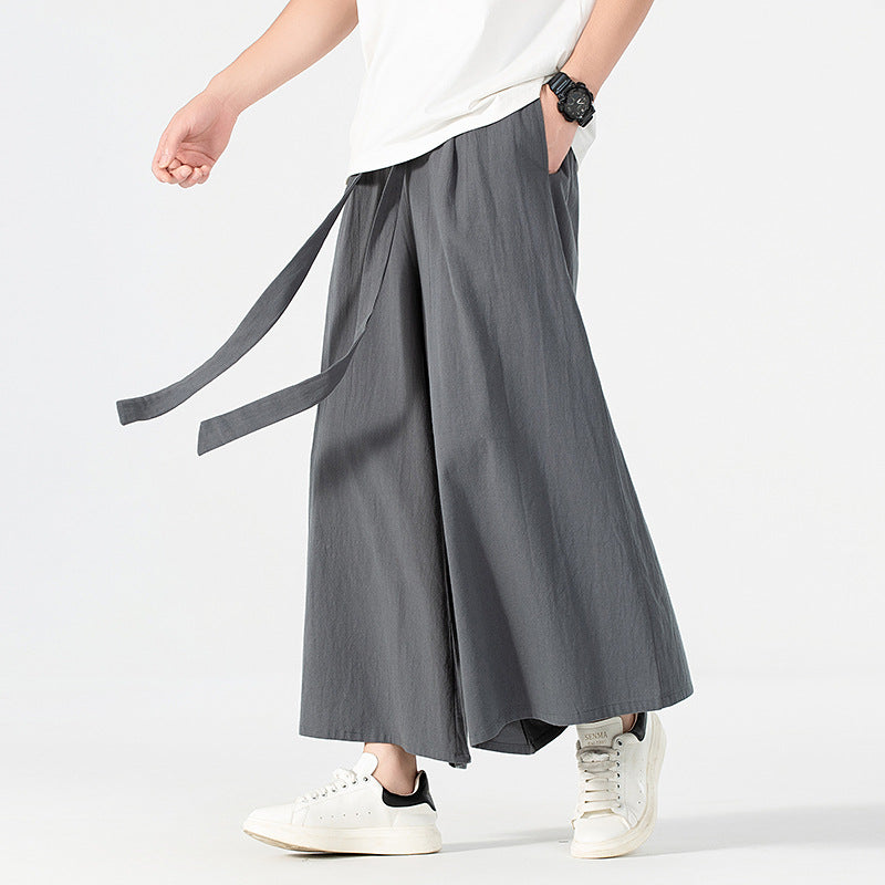 Damen Culotte-Style Hosenrock mit weitem Bein und Bindegürtel Nord Taschen