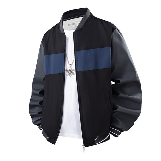 Herren Leichte Bomberjacke im Colourblock-Design mit Rippkragen, gestreiften Bündchen und Reißverschluss Nord Taschen