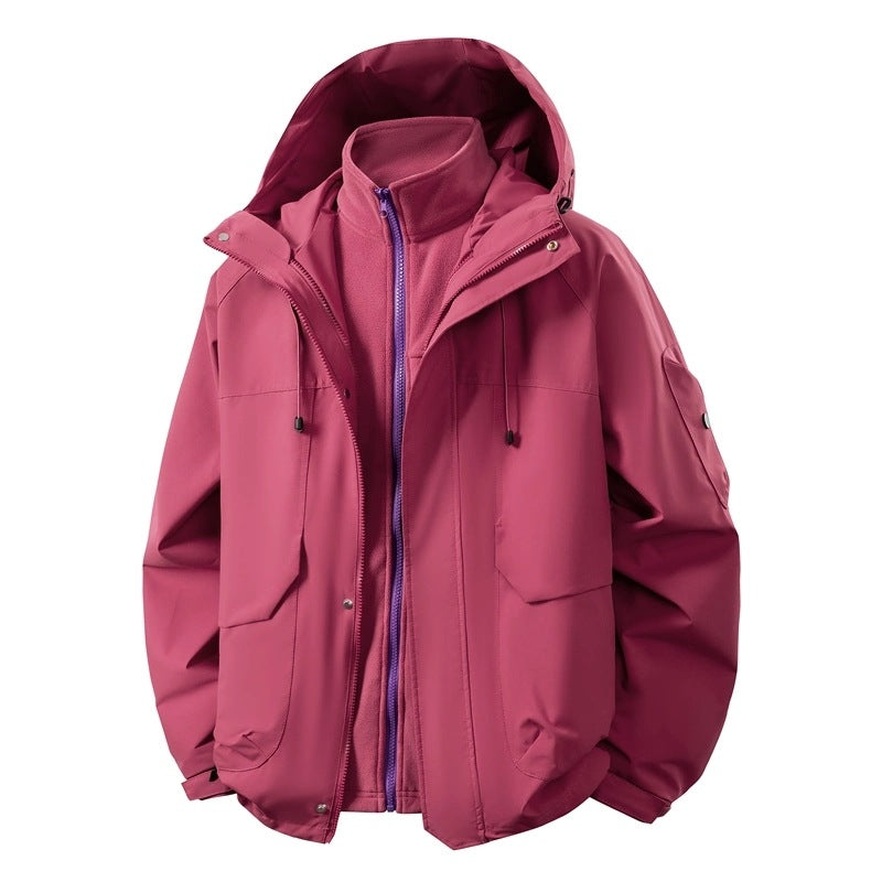 Herren Wasserabweisende Doppeljacke mit abnehmbarer Fleece‑Innenjacke und Kapuze Nord Taschen