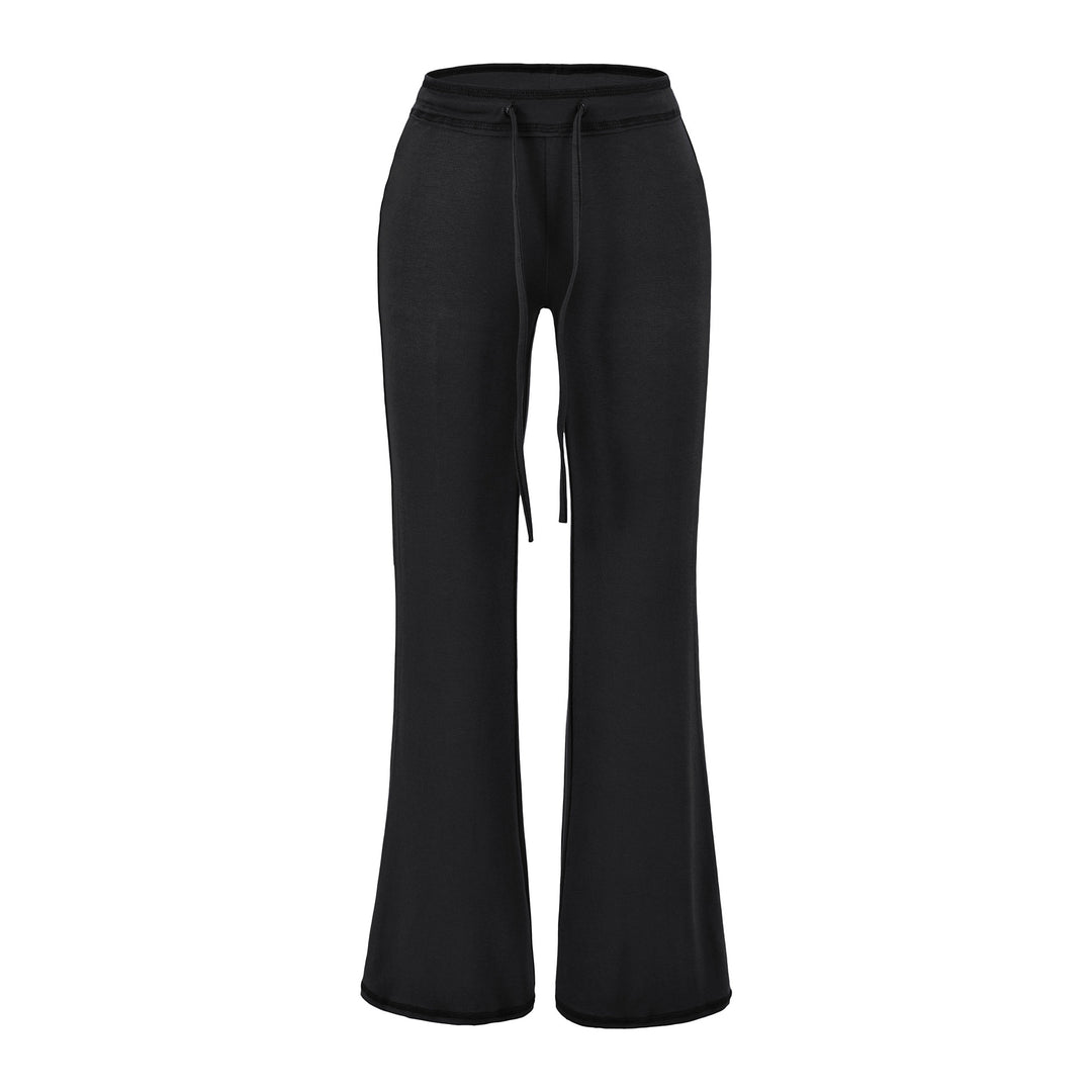 Damen Fließende Jersey-Hose mit hohem Bund, Kordelzug und ausgestelltem Bein Nord Taschen